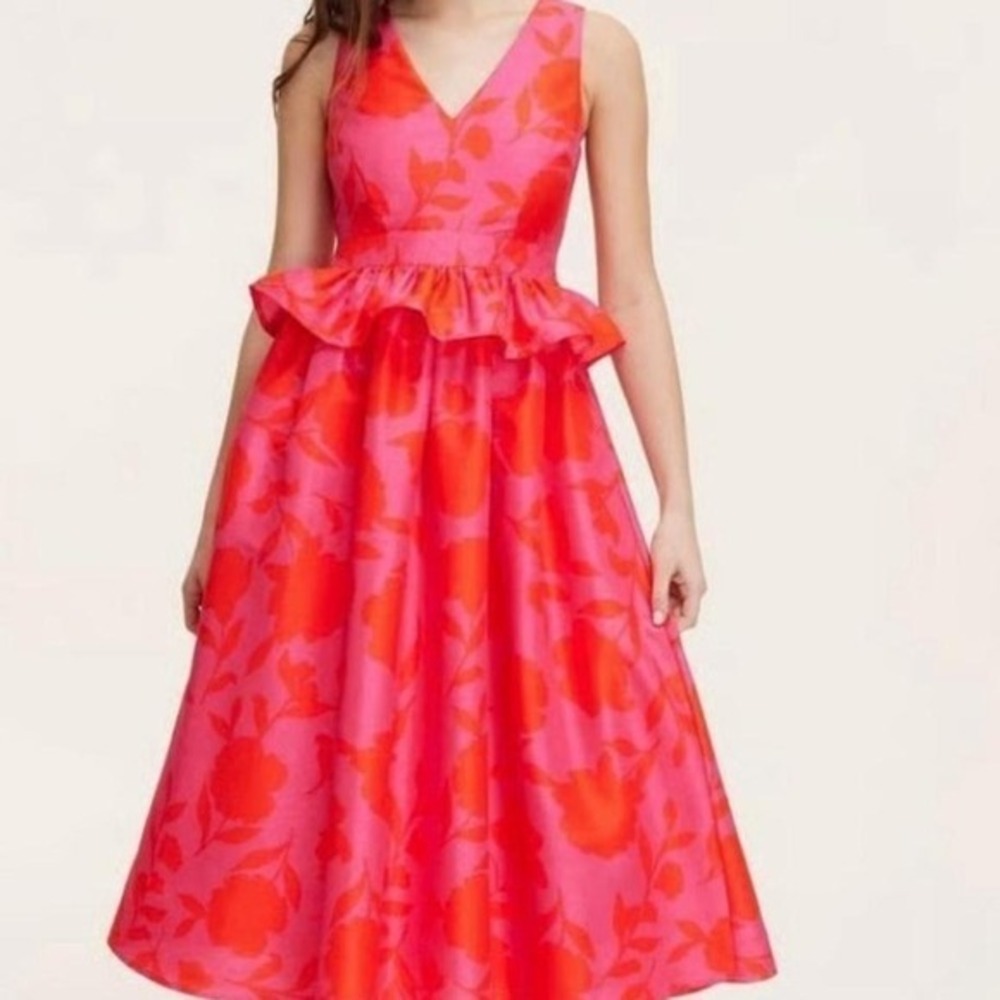 Kate Spade New York X Target pink floral midi dress with ruffles